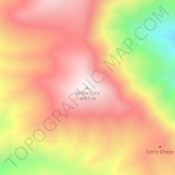 Carte topographique Yerba Loca, altitude, relief