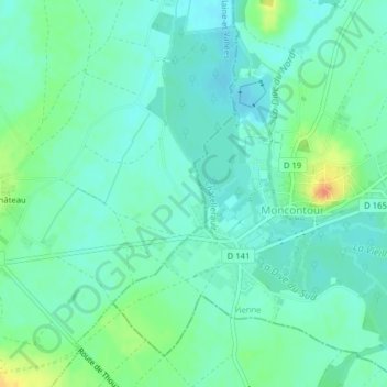 Carte topographique Poitou, altitude, relief