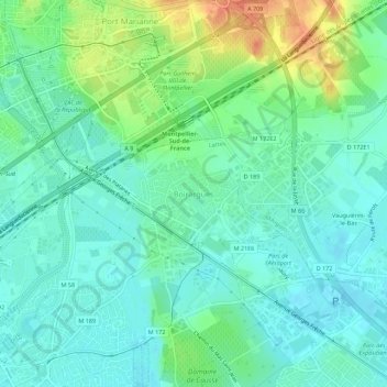 Carte topographique Boirargues, altitude, relief