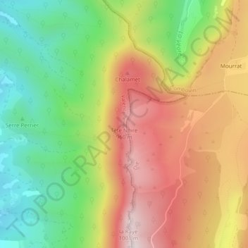 Carte topographique Tête Noire, altitude, relief