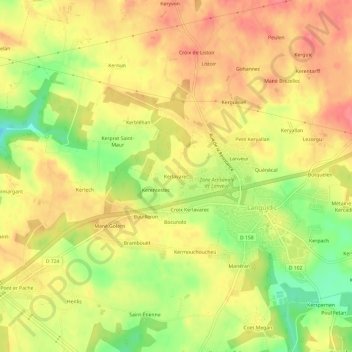 Carte topographique Kerlavarec, altitude, relief