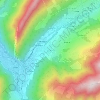 Carte topographique Le Pignet, altitude, relief