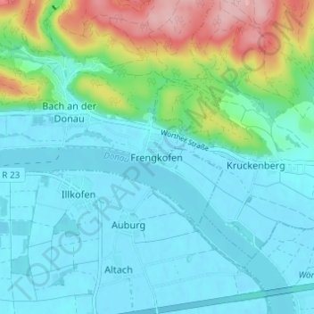 Carte topographique Frengkofen, altitude, relief