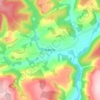 Carte topographique Brechfa, altitude, relief