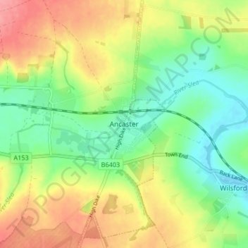 Carte topographique Ancaster, altitude, relief