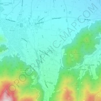 Carte topographique Rivoira, altitude, relief