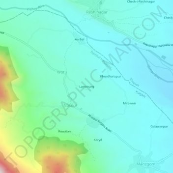 Carte topographique Lamimarg, altitude, relief