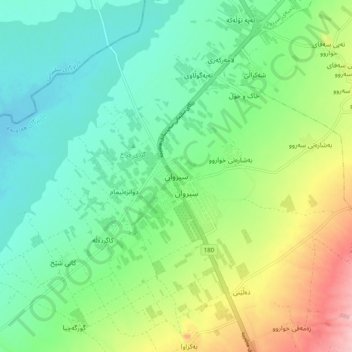 Carte topographique Sirwan, altitude, relief