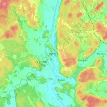 Carte topographique Perniö, altitude, relief