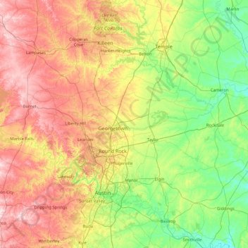 Carte topographique Williamson, altitude, relief