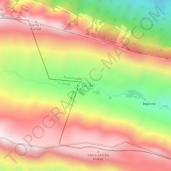 Carte topographique El Tarillal, altitude, relief