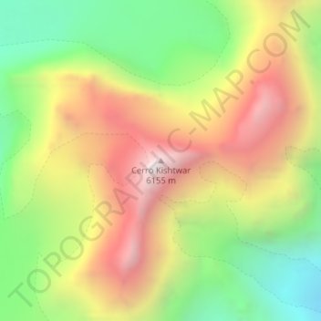 Carte topographique Cerro Kishtwar, altitude, relief
