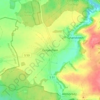 Carte topographique Dolsenhain, altitude, relief