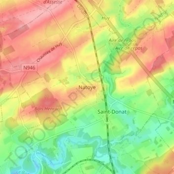Carte topographique Natoye, altitude, relief