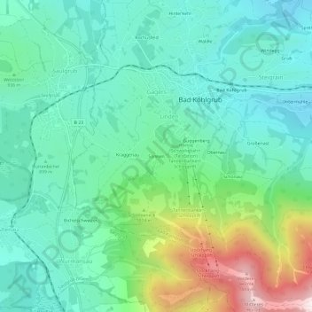 Carte topographique Sonnen, altitude, relief