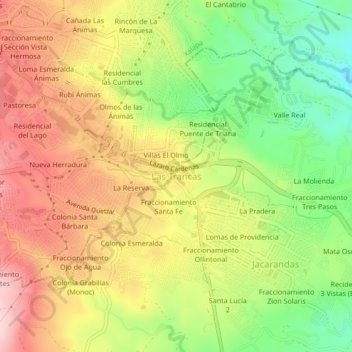Carte topographique Las Trancas, altitude, relief