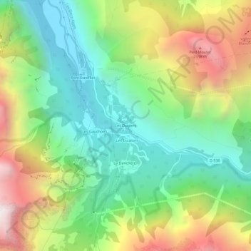 Carte topographique Les Ougiers, altitude, relief