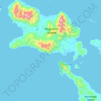 Carte topographique D’Entrecasteaux Islands, altitude, relief