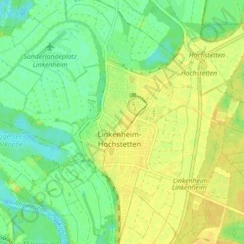 Carte topographique Linkenheim-Hochstetten, altitude, relief
