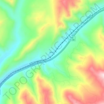 Carte topographique Emory, altitude, relief