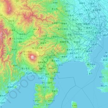 Carte topographique Ashigarakami County, altitude, relief