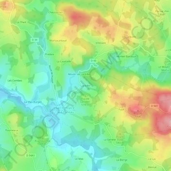 Carte topographique Lardiller, altitude, relief
