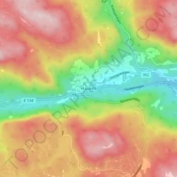 Carte topographique Haukeli, altitude, relief