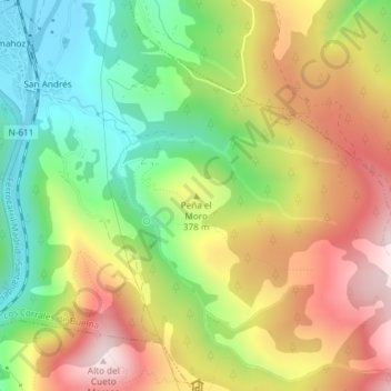 Carte topographique Peña el Moro, altitude, relief