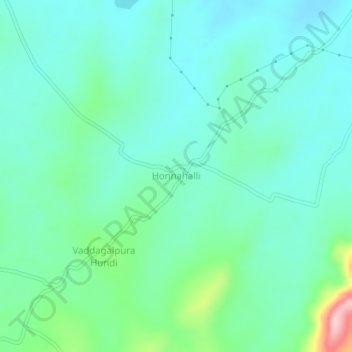 Carte topographique Honnahalli, altitude, relief