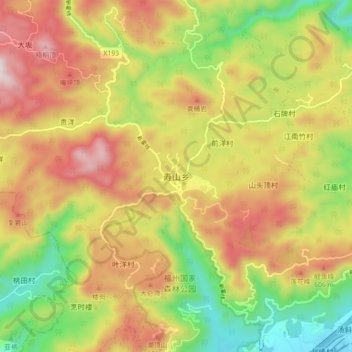 Carte topographique 寿山乡, altitude, relief