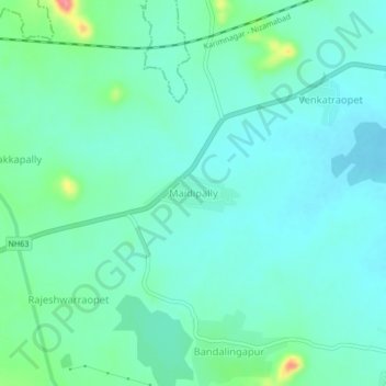 Carte topographique Maidipally, altitude, relief
