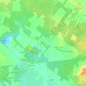 Carte topographique Orlut, altitude, relief