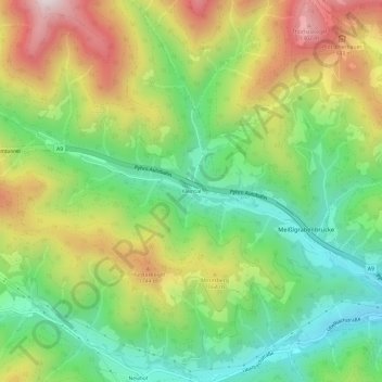 Carte topographique Kleintal, altitude, relief