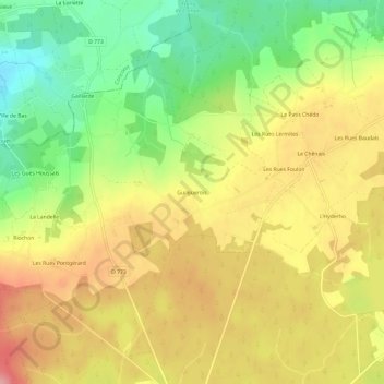 Carte topographique Guilguerois, altitude, relief