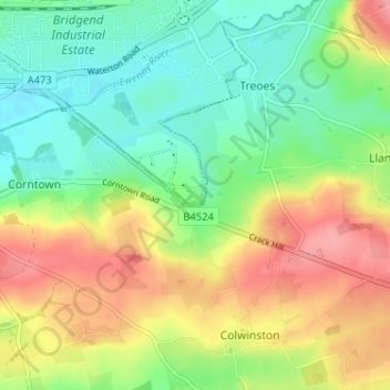Carte topographique Brocastle, altitude, relief