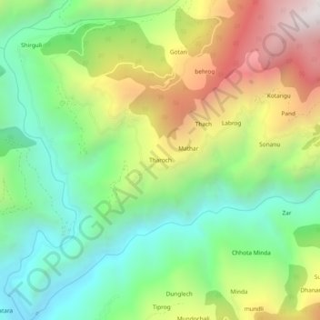 Carte topographique Tharoch, altitude, relief