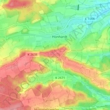 Carte topographique Sandhof, altitude, relief