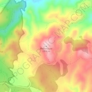 Carte topographique Mont-mayor, altitude, relief
