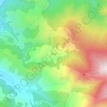 Carte topographique Croquié, altitude, relief