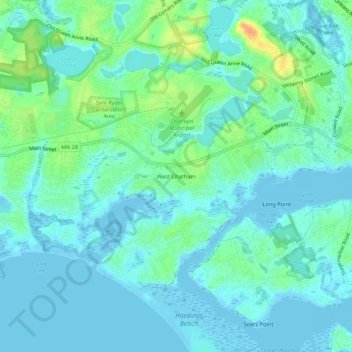 Carte topographique West Chatham, altitude, relief