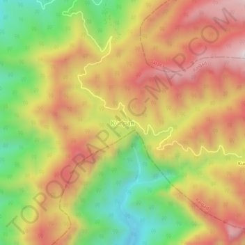Carte topographique Kudpan, altitude, relief