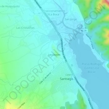 Carte topographique Los Cavazos, altitude, relief
