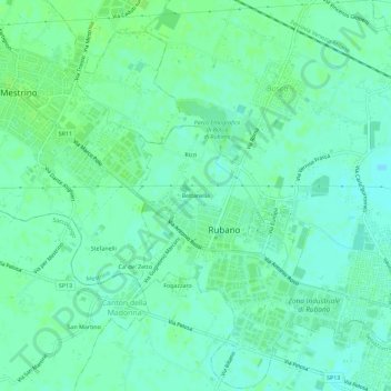 Carte topographique Bettanella, altitude, relief