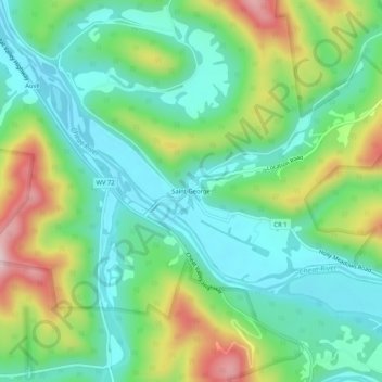 Carte topographique Saint George, altitude, relief