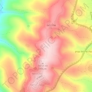 Carte topographique Nabi Daniel, altitude, relief