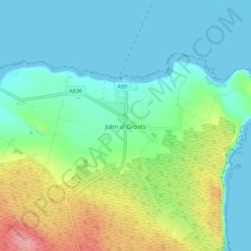 Carte topographique John o' Groats, altitude, relief