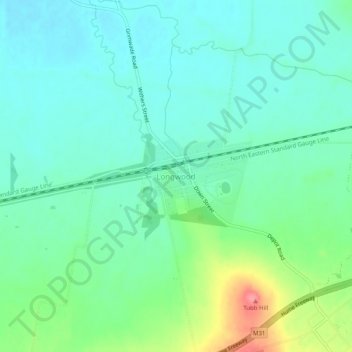 Carte topographique Longwood, altitude, relief