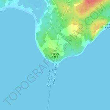 Carte topographique Jeddore Cape, altitude, relief