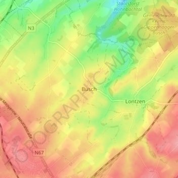 Carte topographique Busch, altitude, relief