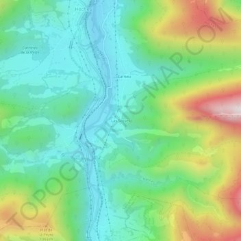 Carte topographique Las Sosses, altitude, relief